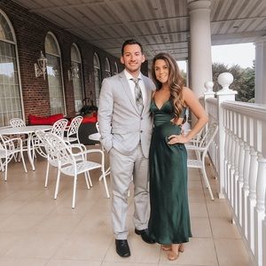 MIDI silk dress, forest green